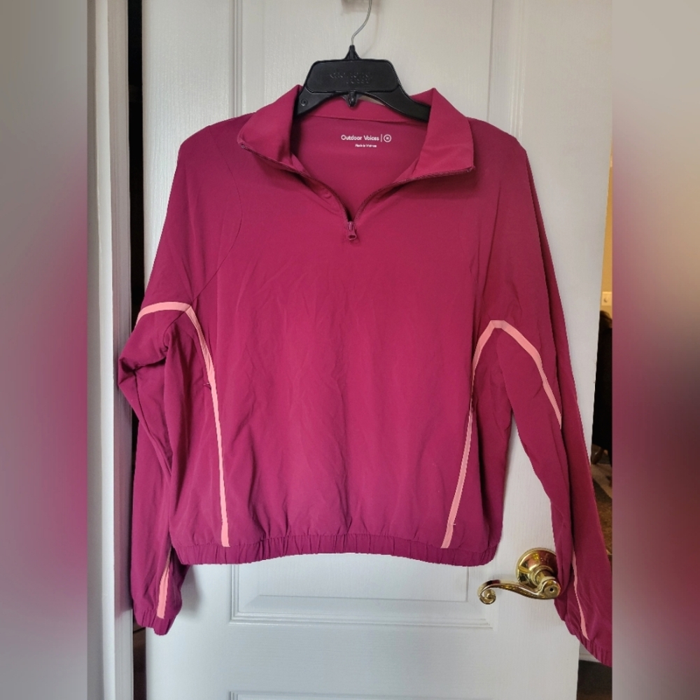 Outdoor Voices Women's LightSpeed 1/4 Zip Pace Pullover Jacket Burgundy Medium